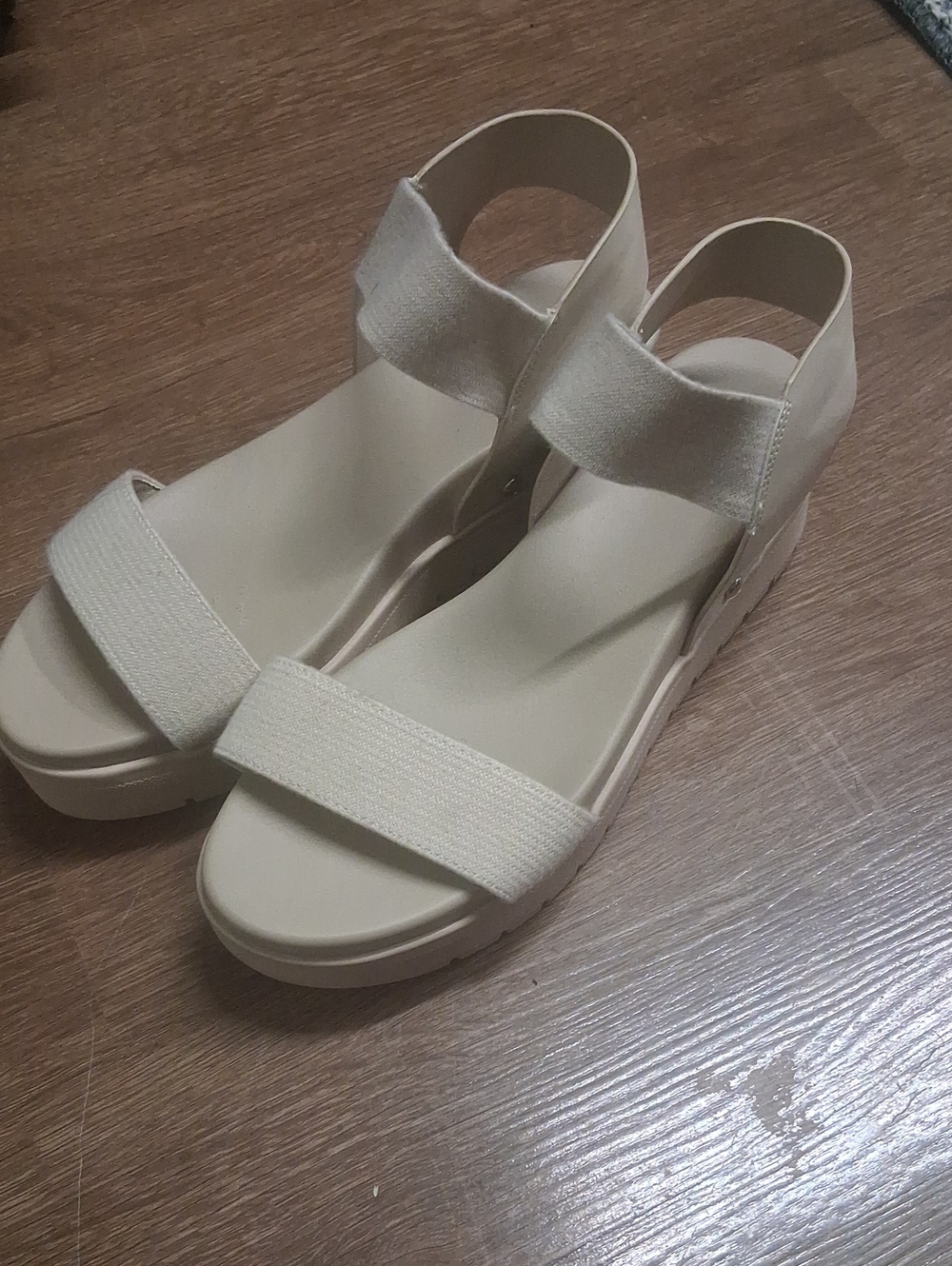 MIA Cream Platform Sandals with Elastic Ankle Strap
